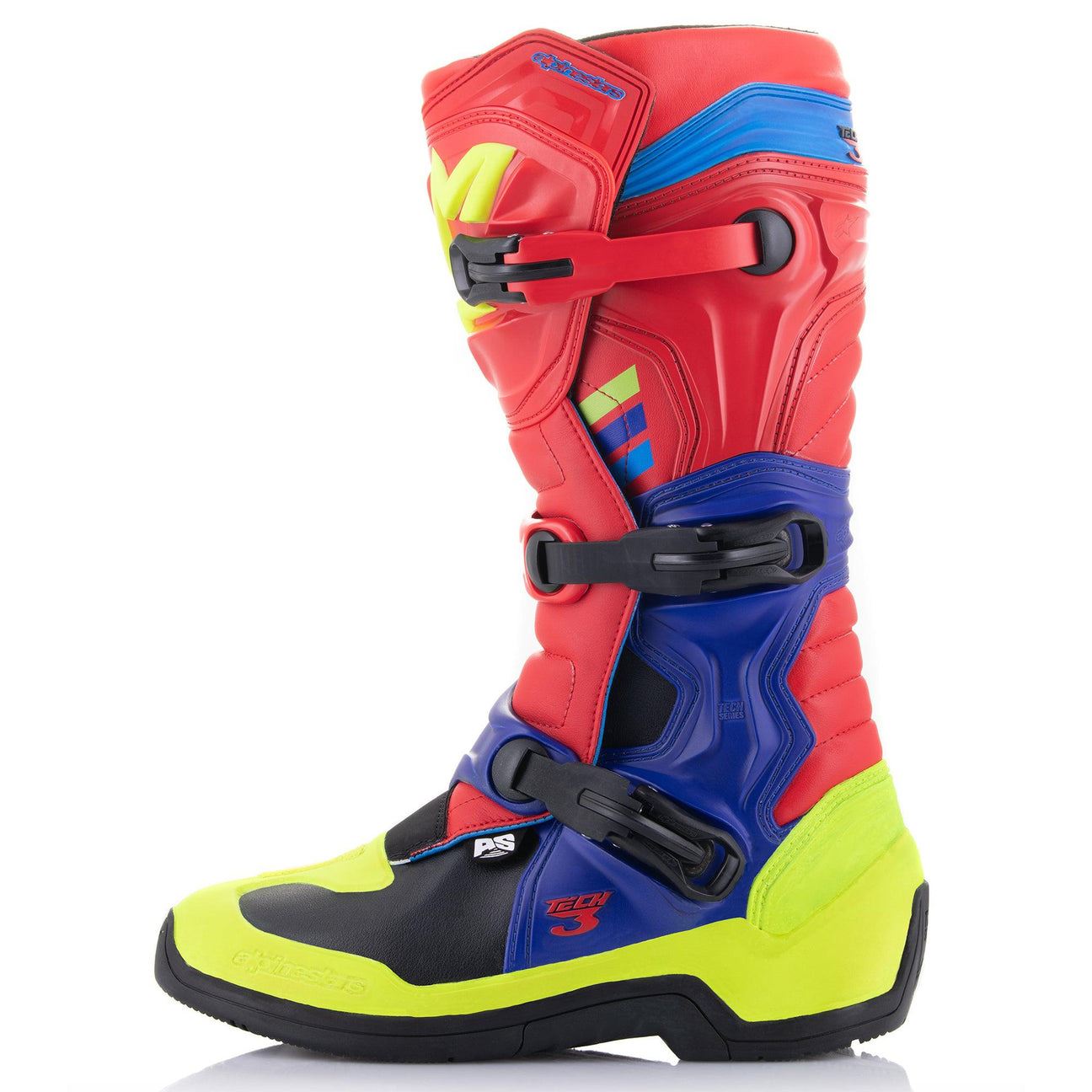 Alpinestars 2026 Tech 3 Motocross Boots Bright Red Dark Blue Yellow Fluo