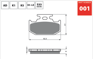 Goldfren K1 Rear Disc Brake Pads For Kawasaki KDX 250 F1-F4 1994-1997