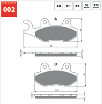 Goldfren S33 Ceramic Carbon Front Left Brake Pads For Suzuki RM 125 1989-1990
