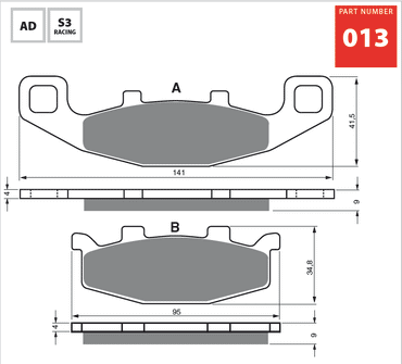 Goldfren S3 Front Disc Brake Pads For Kawasaki ZRX 400 (ZR 400 E1-E2) 1994-1995