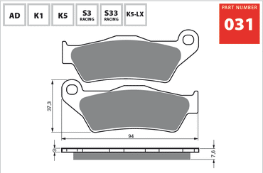 Goldfren K1 Front Disc Brake Pads For KTM EXC 360 1996-1997