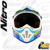 Nitro Youth Helmet MX 620 Podium Safety Yellow Dark Blue
