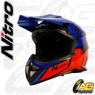 Nitro Adult Helmet MX 620 Podium Black Safety Red Dark Blue