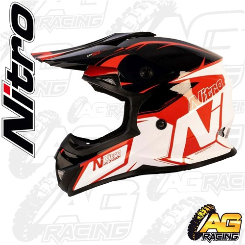Nitro Adult Helmet MX 620 Podium Black Red White
