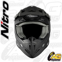 Nitro Helmet MX 700 Uno Black Satin Youth Junior Kids Motocross Enduro Quad