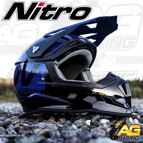 Nitro Helmet MX 700 Holeshot Black Blue Adult