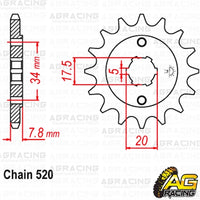 Apico Steel Front Sprocket 520 Pitch For Honda NSR 125 R (80 Kmh Version) 1997-2002