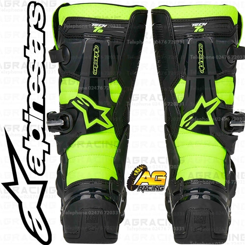 Alpinestars Tech 7S Youth Kids Boots Black Yellow Flo