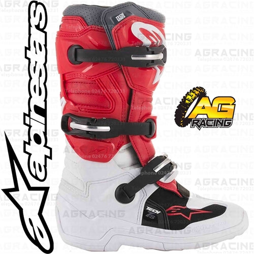 Alpinestars Tech 7S Youth Kids Boots White Red Grey