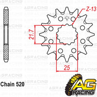 Apico Steel Front Sprocket 520 Pitch For Kawasaki KX 250 2002-2008