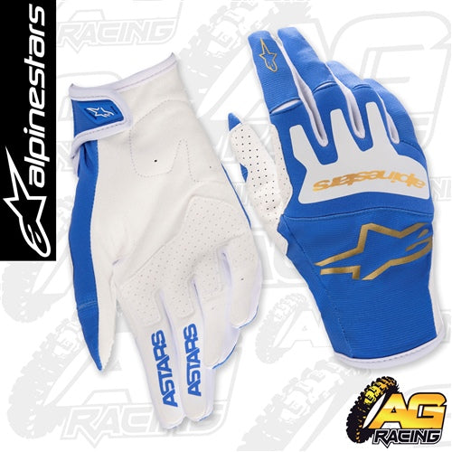 Alpinestars 2023 Techstar UCLA Blue Brushed Gold Gloves