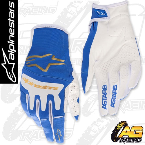 Alpinestars 2023 Techstar UCLA Blue Brushed Gold Gloves