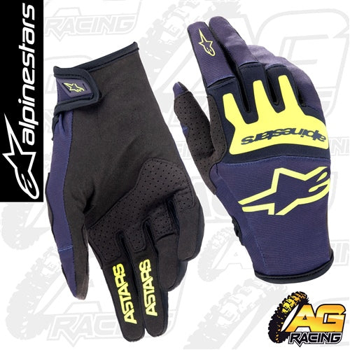 Alpinestars 2023 Techstar Night Navy Yellow Gloves