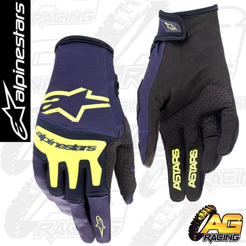 Alpinestars 2023 Techstar Night Navy Yellow Gloves