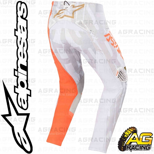 Alpinestars  Techstar Factory Metal White Orange Fluo Gold Pants Trousers