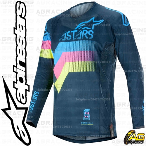 Alpinestars  Techstar Venom Navy Aqua Pink Fluo Race Jersey Shirt