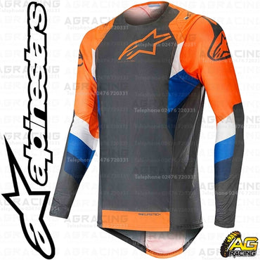 Alpinestars 2019 SuperTech Anthracite Orange Fluo Race Jersey Shirt Top Motocross Enduro