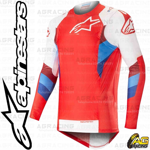 Alpinestars 2019 SuperTech Red White Race Jersey Shirt Top Motocross Enduro