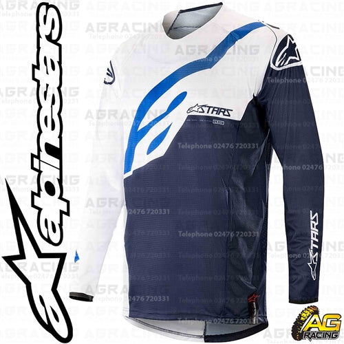 Alpinestars 2019 Tech Star Factory White Dark Navy Race Jersey Shirt Top Motocross Enduro
