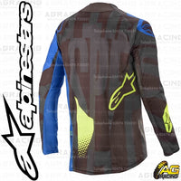 Alpinestars  Techstar Factory Black Dark Blue Yellow Fluo Race Jersey Shirt