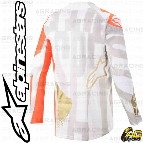 Alpinestars  Techstar Factory Metal White Orange Fluo Gold Race Jersey Shirt