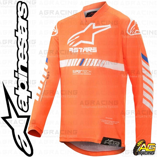 Alpinestars  Racer Tech Orange Fluo White Blue Youth Children's Race Jersey