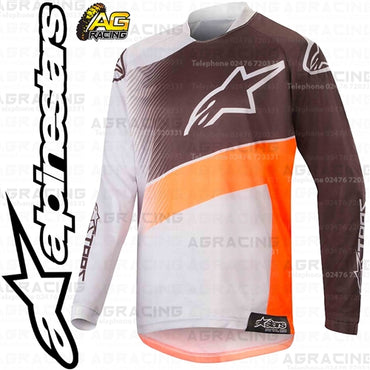 Alpinestars  Racer Supermatic Light Grey Orange Fluo Black Youth Children's Race Jersey