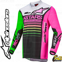 Alpinestars  Racer Compass Black Green Neon Pink Fluo Youth Children's Race Jersey