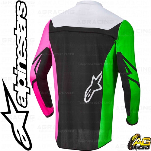 Alpinestars  Racer Compass Black Green Neon Pink Fluo Youth Children's Race Jersey