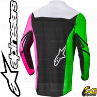 Alpinestars  Racer Compass Black Green Neon Pink Fluo Youth Children's Race Jersey