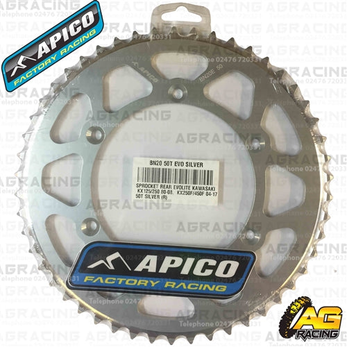 Apico Evolite Silver Rear Sprocket 520 Pitch For Kawasaki KX 125 1990-2008