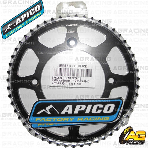 Apico Evolite Black Rear Sprocket 420 Pitch For Suzuki RM 80 1989-2001