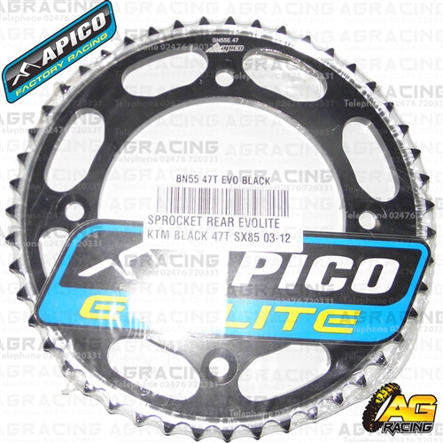 Apico Evolite Black Rear Sprocket 428 Pitch For KTM SX 85 2003-2018