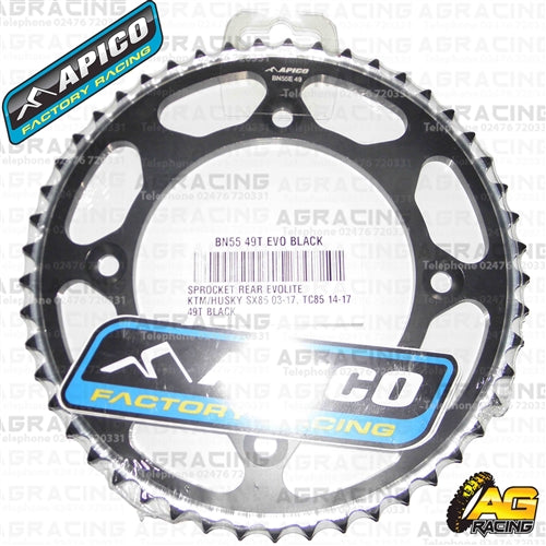 Apico Evolite Black Rear Sprocket 428 Pitch For KTM SX 85 2003-2018