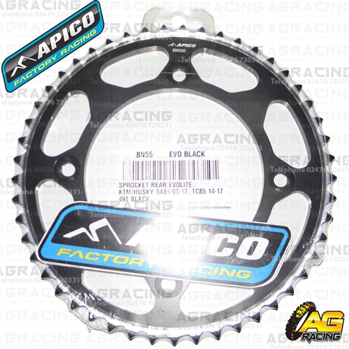 Apico Evolite Black Rear Sprocket 428 Pitch For KTM SX 85 2003-2018