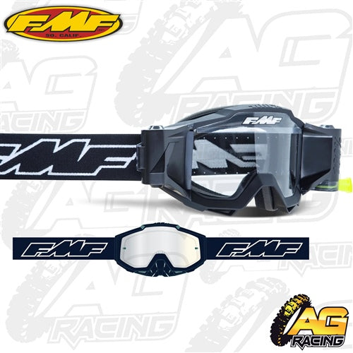 100% FMF Powerbomb Film System Goggles - Rocket Black with Clear Lens