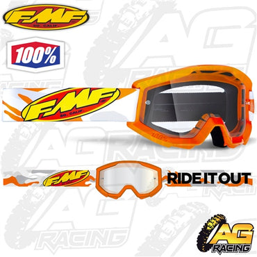 100% FMF Powercore Goggles - Assault Grey with Clear Lens