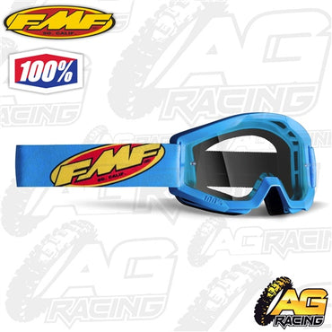 100% FMF Powercore Goggles - Core Cyan with Clear Lens
