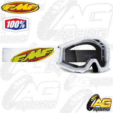 100% FMF Powercore Goggles - Core White with Clear Lens