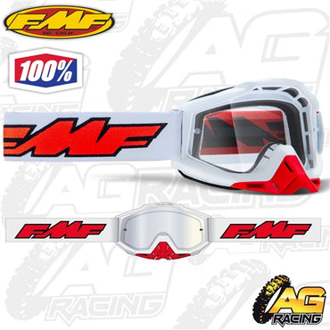 100% FMF Powerbomb Goggles - Rocket White with Clear Lens