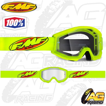 100% FMF Powercore Goggles - Core Yellow with Clear Lens