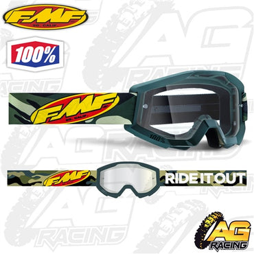 100% FMF Powercore Goggles - Assault Camo with Clear Lens