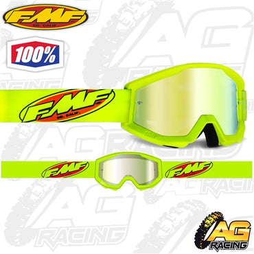 100% FMF Powercore Goggles - Core Yellow with Mirror Gold Lens