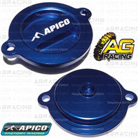 Apico Blue Oil Filter Cover Cap For Husqvarna FE 450 2014-2016 Motocross Enduro