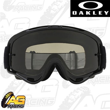 Oakley 2023 XS O Frame Sand MX Kids Goggles Jet Black Clear Dark Grey Lens Motocross