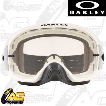 Oakley 2023 O Frame 2.0 Pro MX Goggles Matte White Clear Lens Motocross Enduro