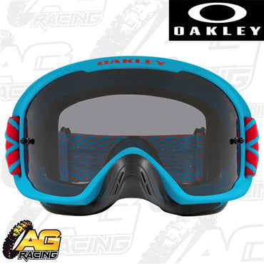 Oakley 2023 O Frame 2.0 Pro MX Goggles Motion Blue Dark Grey Lens Motocross Quad