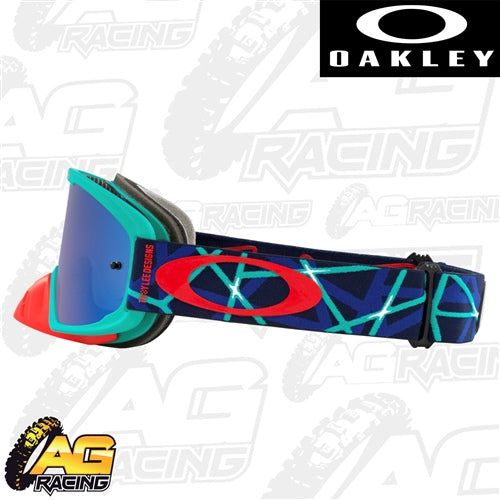 Oakley 2023 O Frame 2.0 Pro MTB Goggles TLD Blue Webstar Black Ice Iridium Lens BMX