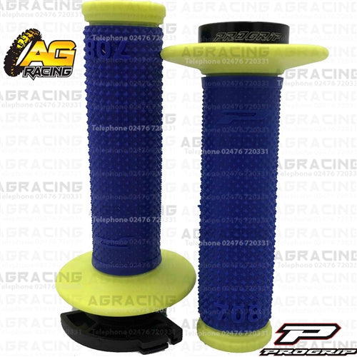 ProGrip 708 Twist Grips with 5 Cams Flo Yellow Blue Motocross Enduro Quad ATV