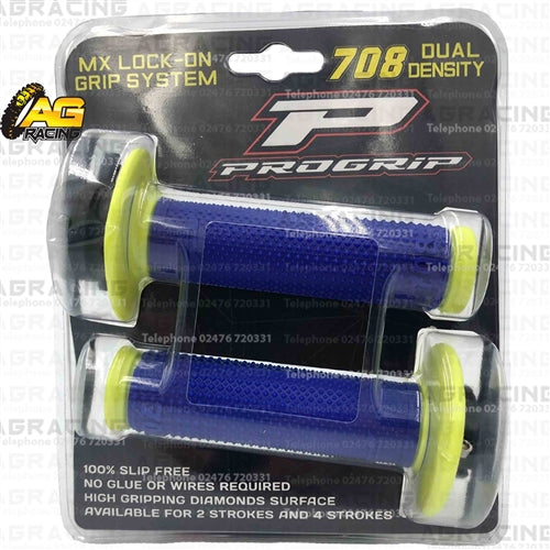 ProGrip 708 Twist Grips with 5 Cams Flo Yellow Blue Motocross Enduro Quad ATV